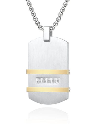 Men Square Pendant Necklace Stainless Steel Wholesale-SILVER