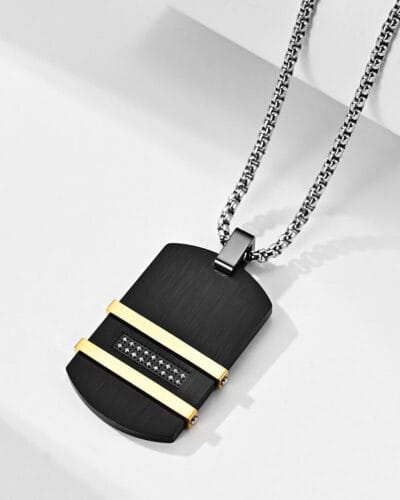 Men Square Pendant Necklace Stainless Steel Wholesale 3