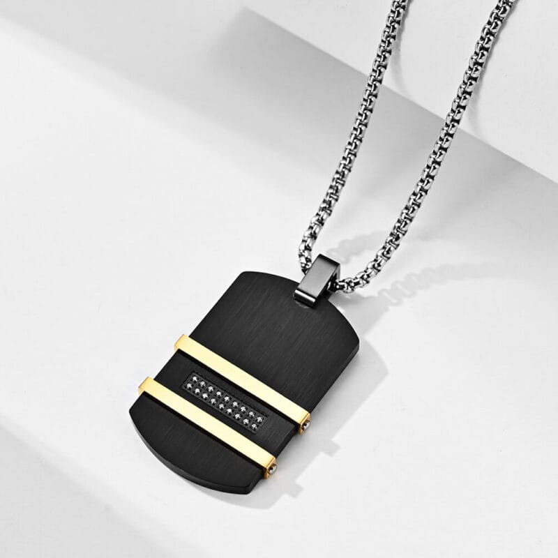 Men Square Pendant Necklace Stainless Steel Wholesale 3