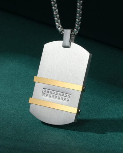 Men Square Pendant Necklace Stainless Steel Wholesale 4