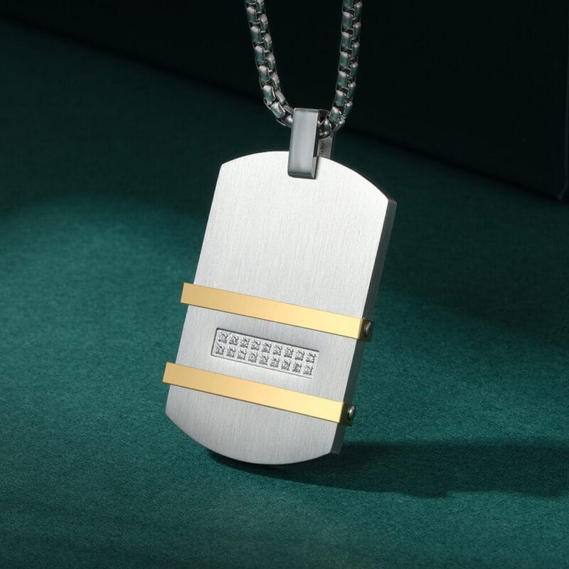 Men Square Pendant Necklace Stainless Steel Wholesale 4