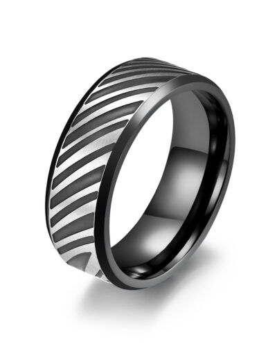 Mens Blue Titanium Wedding Bands with Diagonal Pattern Bulk (1)
