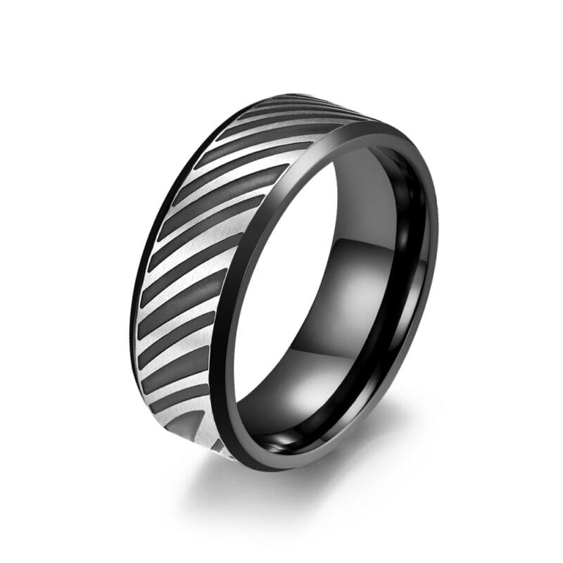 Mens Blue Titanium Wedding Bands with Diagonal Pattern Bulk (1)