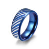 Mens Blue Titanium Wedding Bands with Diagonal Pattern Bulk (1)