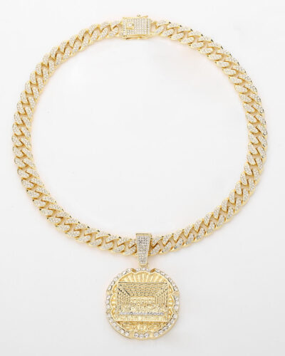 Mens Cuban Chain Necklace with Synthetic Zirconia Pendan Wholesale (1)