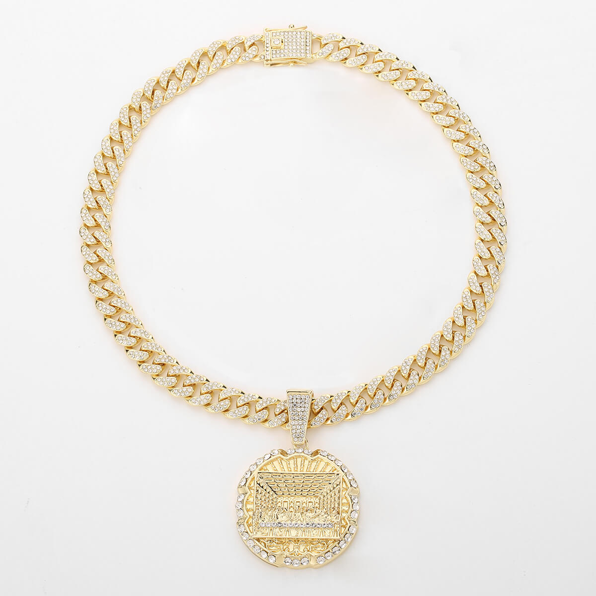 Mens Cuban Chain Necklace with Synthetic Zirconia Pendan Wholesale (1)