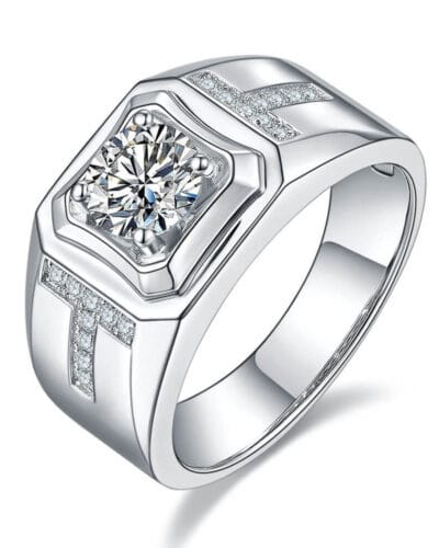 Mens Moissanite Engagement Rings with 925 Sterling Silver