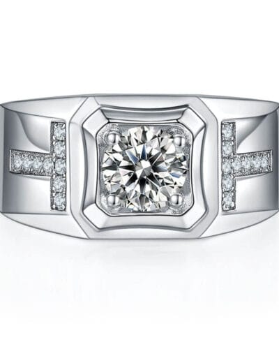 Mens Moissanite Engagement Rings with 925 Sterling Silver 2