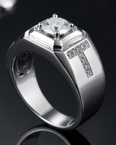 Mens Moissanite Engagement Rings with 925 Sterling Silver