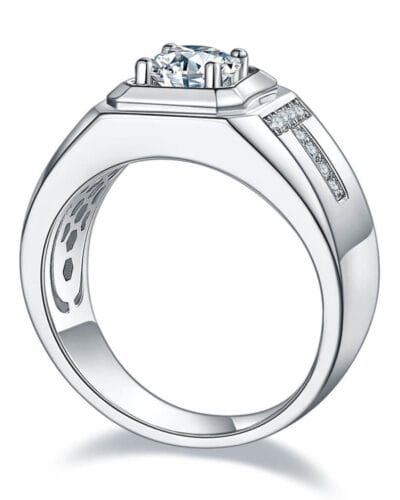 Mens Moissanite Engagement Rings with 925 Sterling Silver 5