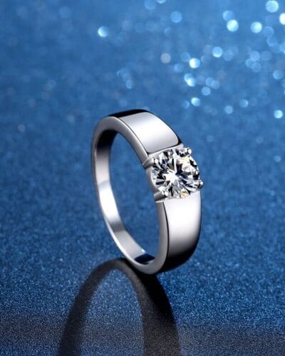 Mens Moissanite Rings with Geometric Design 5