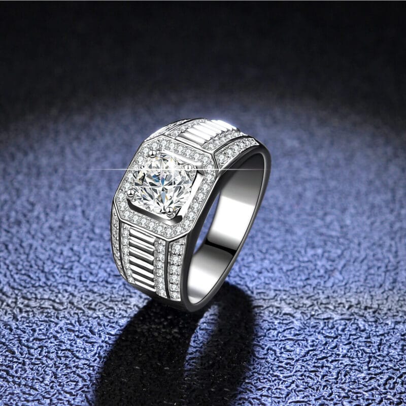 Mens Moissanite Rings with Square Shape Design
