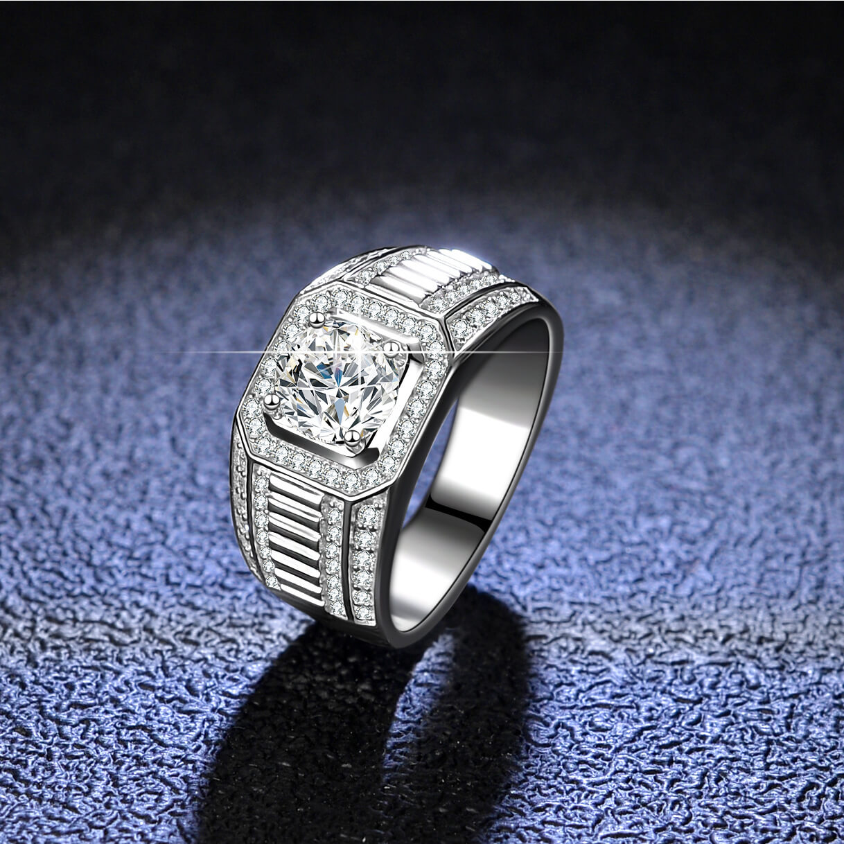 Mens Moissanite Rings with Square Shape Design