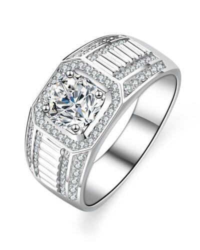 Mens Moissanite Rings with Square Shape Rings 4