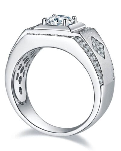 Mens Moissanite Wedding Bands with 925 Sterling Silver 3