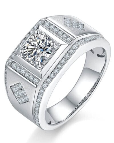 Mens Moissanite Wedding Bands with 925 Sterling Silver 4