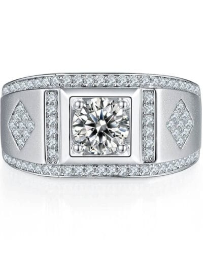 Mens Moissanite Wedding Bands with 925 Sterling Silver 5