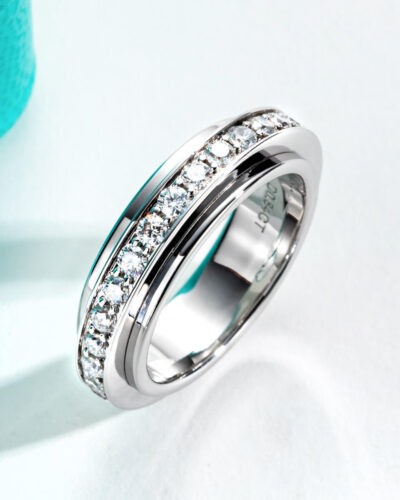 Mens Moissanite Wedding Rings with 925 Sterling Silver