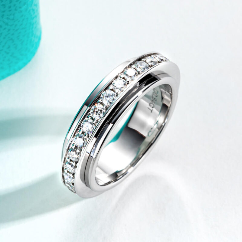 Mens Moissanite Wedding Rings with 925 Sterling Silver