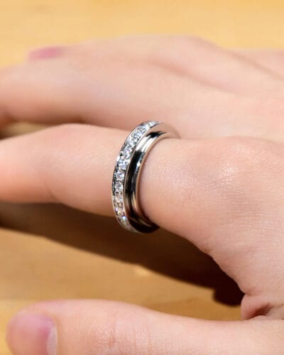 Mens Moissanite Wedding Rings with 925 sterling silver 5