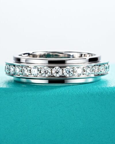 Mens Moissanite Wedding Rings with 925 sterling silver 8