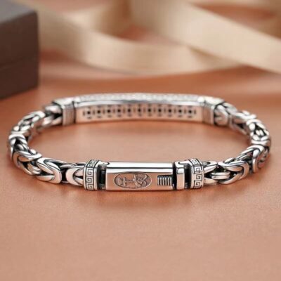 Men's Plated Silver Chain Bracelet Mens For Safety (2)