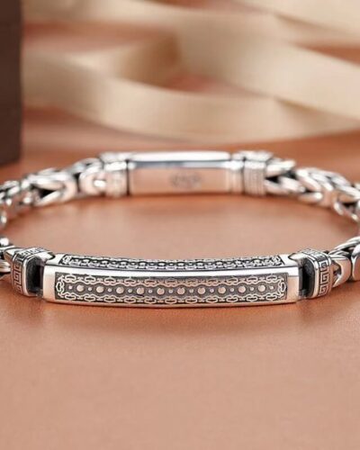 Men's Plated Silver Chain Bracelet Mens For Safety (3)