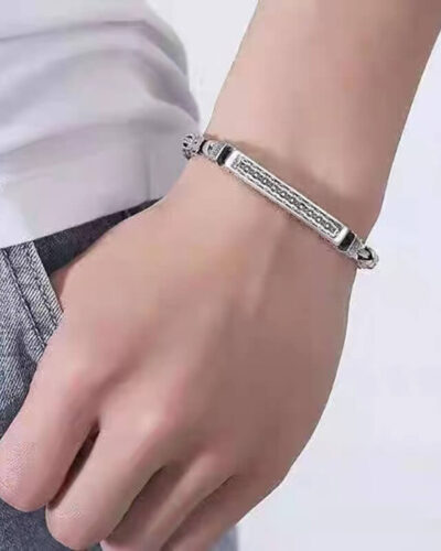 Alternatief beeld van Men's Plated Silver Chain Bracelet Mens For Safety