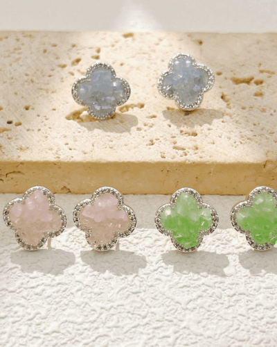 Minimalist Stylish 4-Leaf Clover Crystal Earrings for Women Bulk