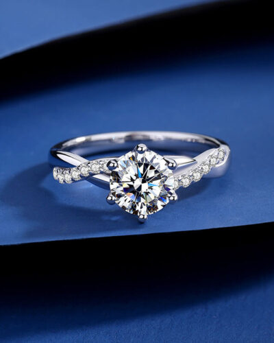 Moissanite Bridal Ring with Twisted Shank Design