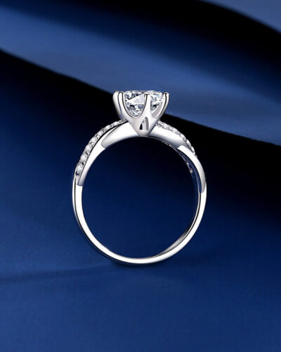 Moissanite Bridal Ring with Twisted Shank Design
