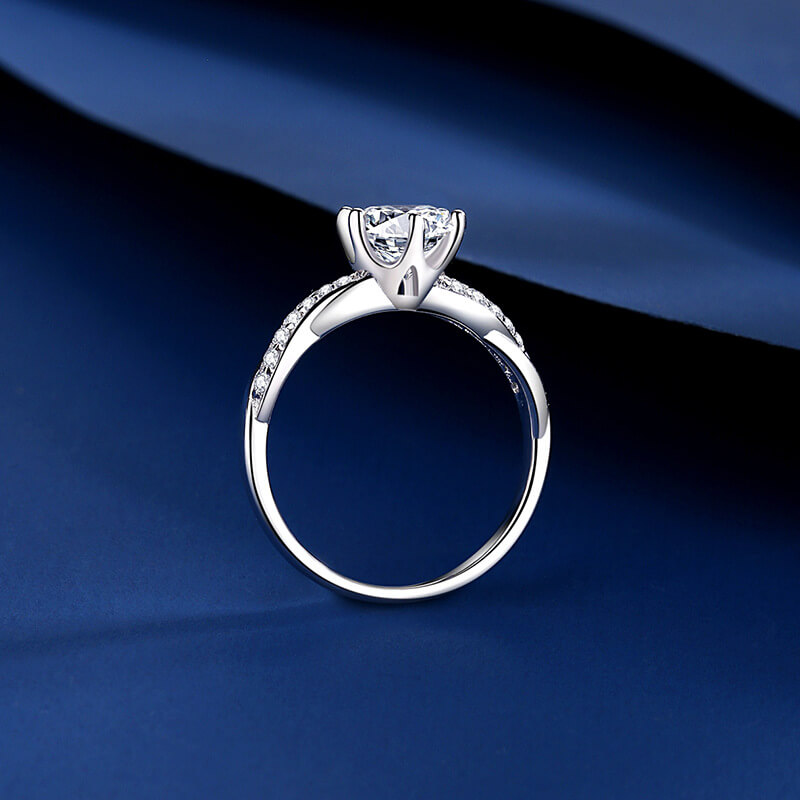 Moissanite Bridal Ring with Twisted Shank Design