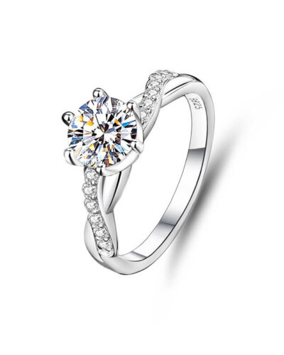 Moissanite Bridal Ring with Twisted Shank Design