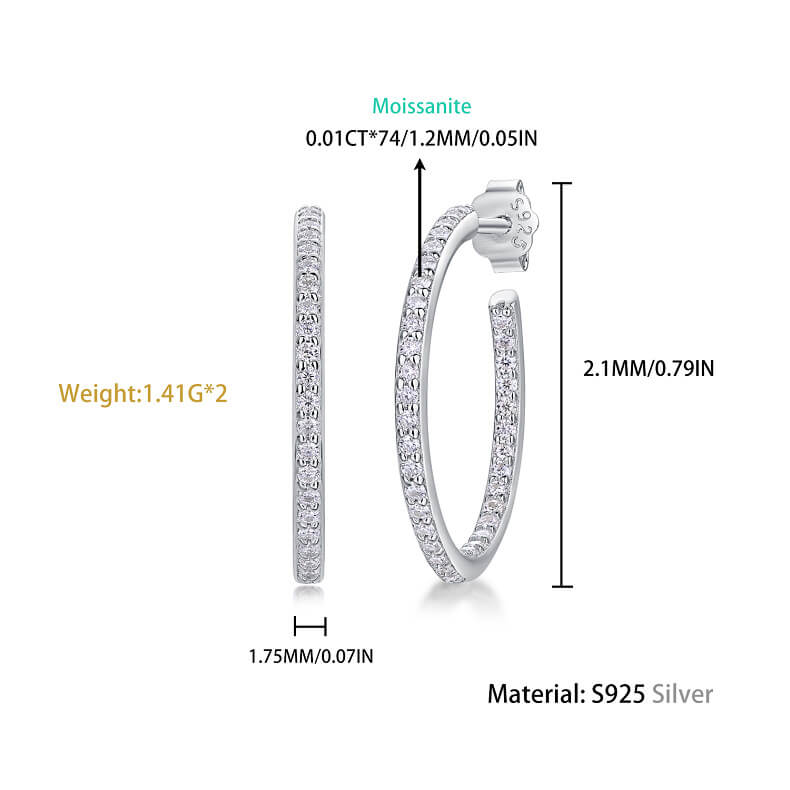 Moissanite Cluster Earrings with 925 Sterling Silver - Görüntü 3