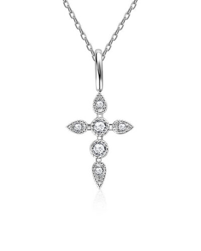 Vaihtoehtoinen näkymä Moissanite Cross Necklace with Inlay Solid Color Pendant:stä