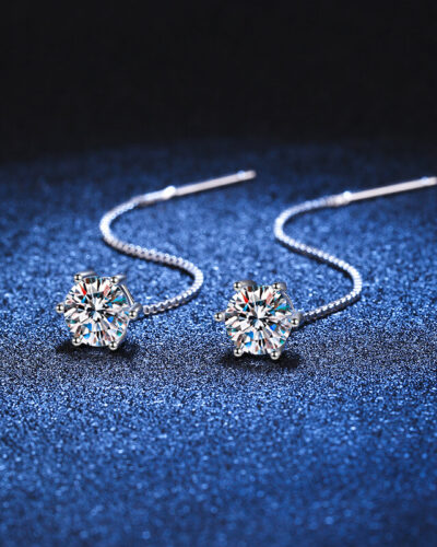 Moissanite Dangle Earrings with 925 Sterling Silver Ear Cable