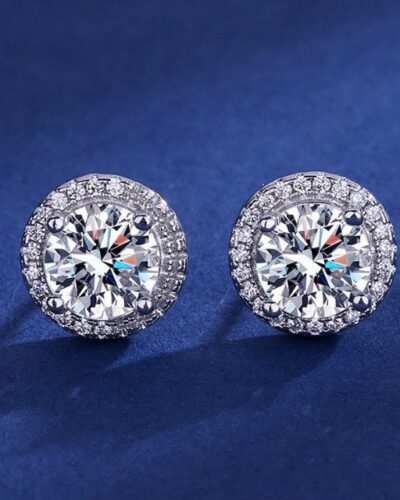 Moissanite Diamond Earrings Solid Color Ear Studs