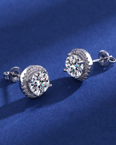 Moissanite Diamond Earrings Solid Color Ear Studs