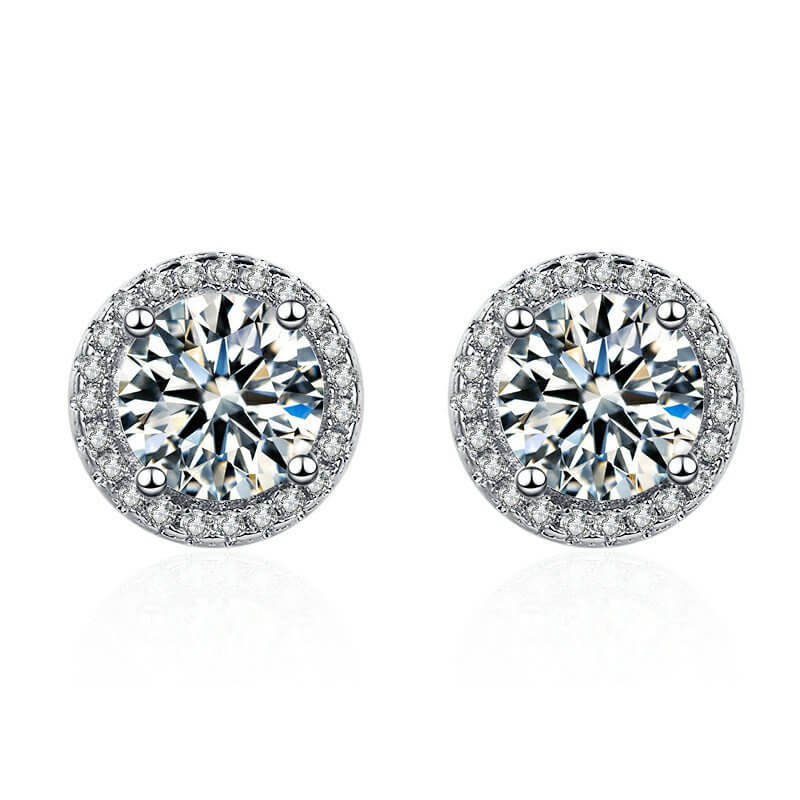 Moissanite Diamond Earrings Solid Color Ear Studs - Görüntü 6