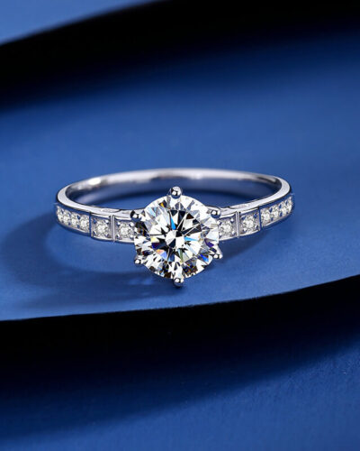 Alternative view of 1CT Moissanite Diamond Engagement Rings with 6 Prong
