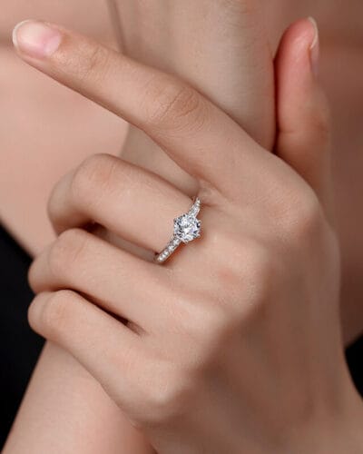 Moissanite Diamond Engagement Rings with 6 Prong 6