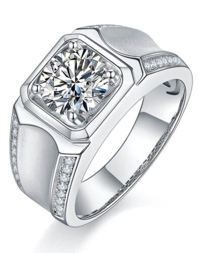Moissanite Diamond Mens Ring with 925 Sterling Silver