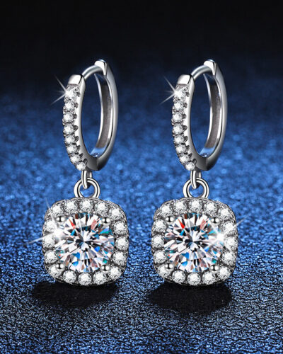Moissanite Drop Earrings with 925 Sterling Silver