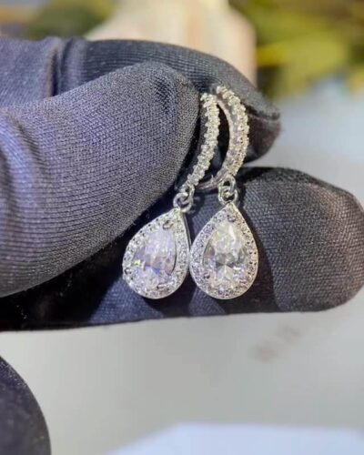 Vaihtoehtoinen näkymä Moissanite Earrings Drop with 1 Carat Water Droplets:stä