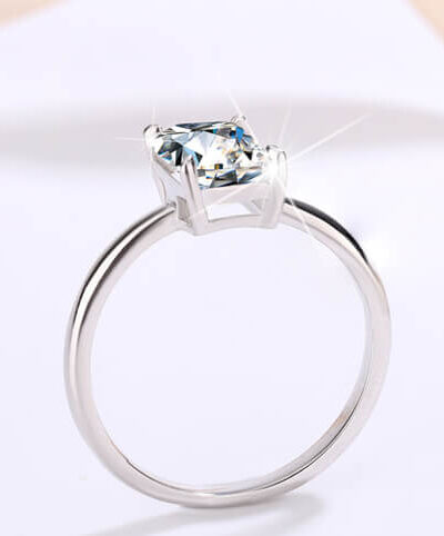 Moissanite Emerald Cut Ring with 925 Sterling Silver