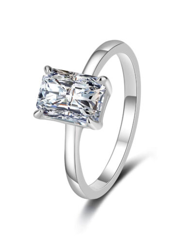 Moissanite Emerald Cut Ring with 925 Sterling Silver
