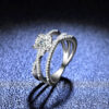 Moissanite Engagement Ring with Triple Row Criss-Cross Design