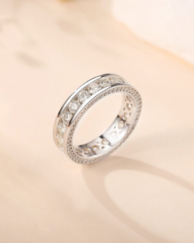Moissanite Eternity Wedding Band with 925 Sterling Silver