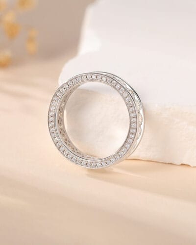 Moissanite Eternity Wedding Band with 925 Sterling Silver 3