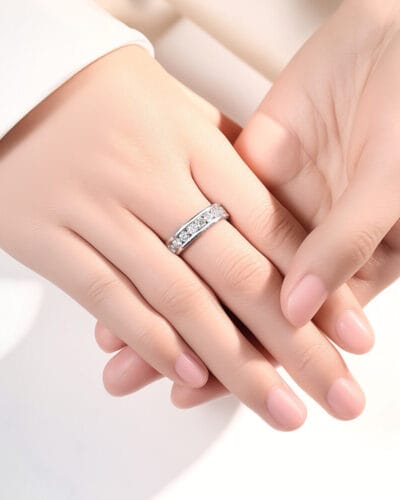 Moissanite Eternity Wedding Band with 925 Sterling Silver 4